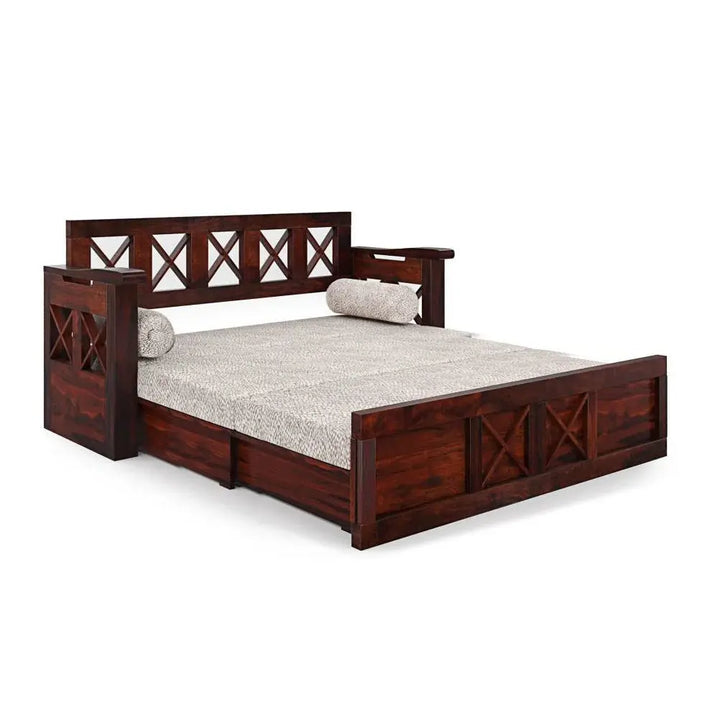 CROSS SOLID WOOD SOFA CUM BED WITH STORAGE My Store
