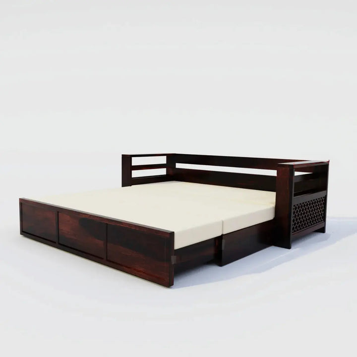 SAULI SOLID WOOD SOFA CUM BED WITH STORAGE My Store