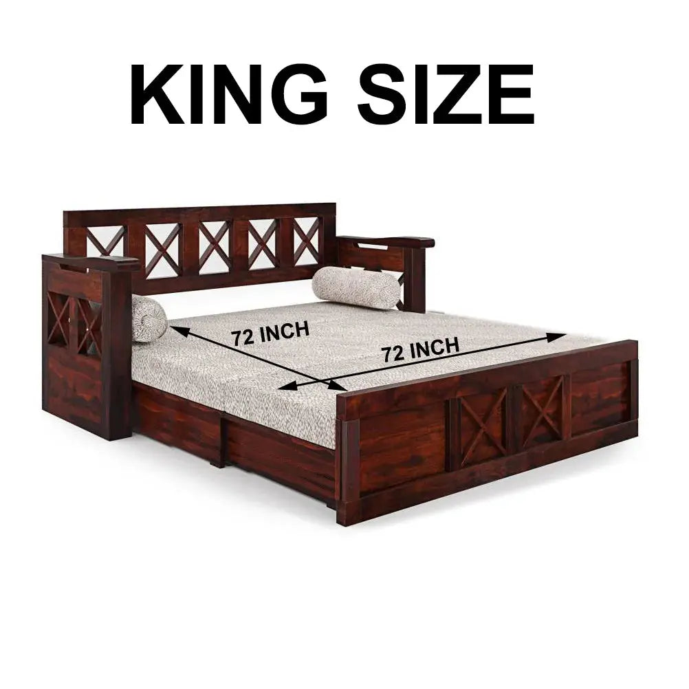 CROSS SOLID WOOD SOFA CUM BED WITH STORAGE My Store