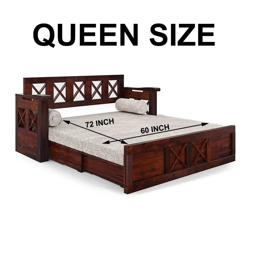 CROSS SOLID WOOD SOFA CUM BED WITH STORAGE My Store