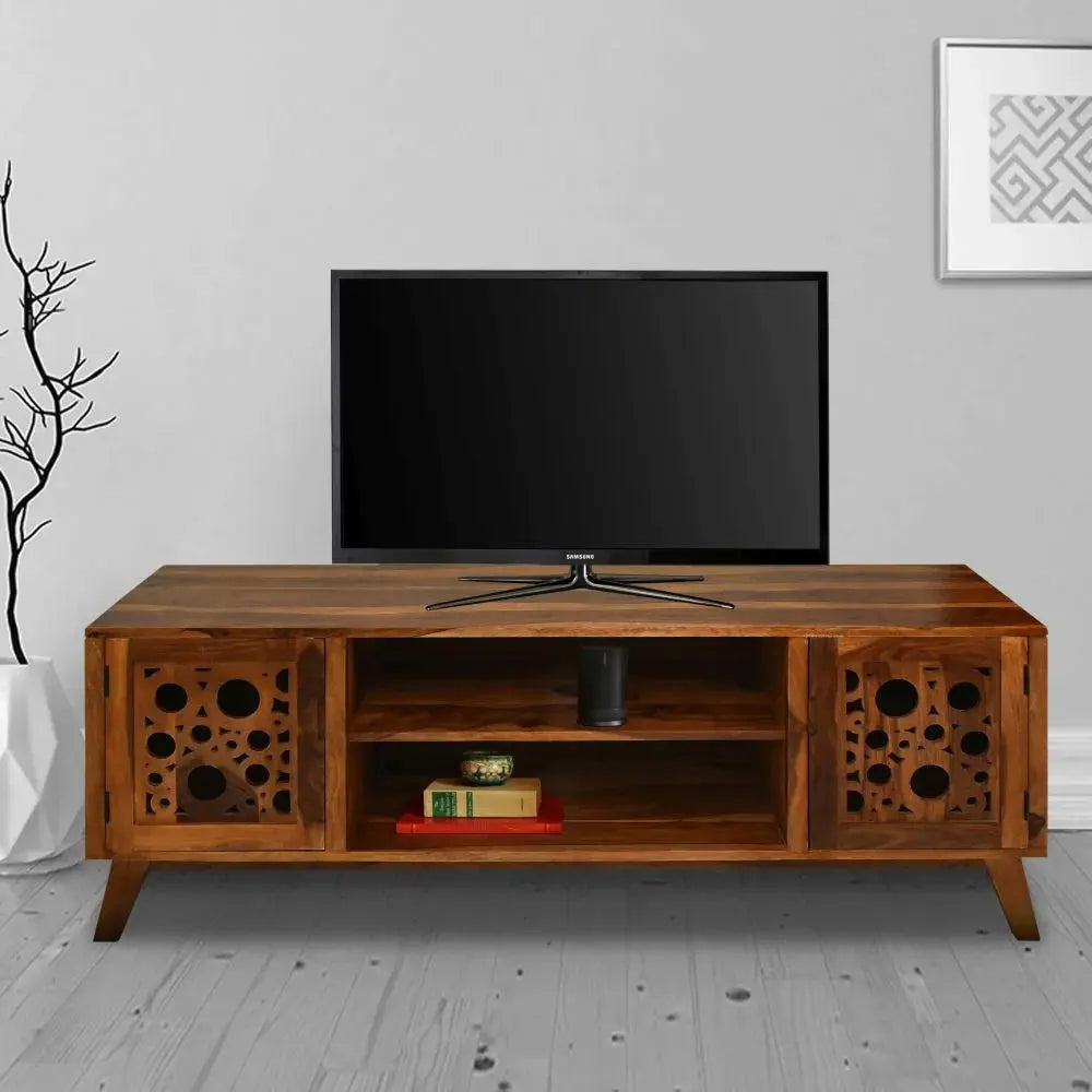 SHIRE SOLID SHEESHAM WOOD TV UNIT HONEY FINISH My Store