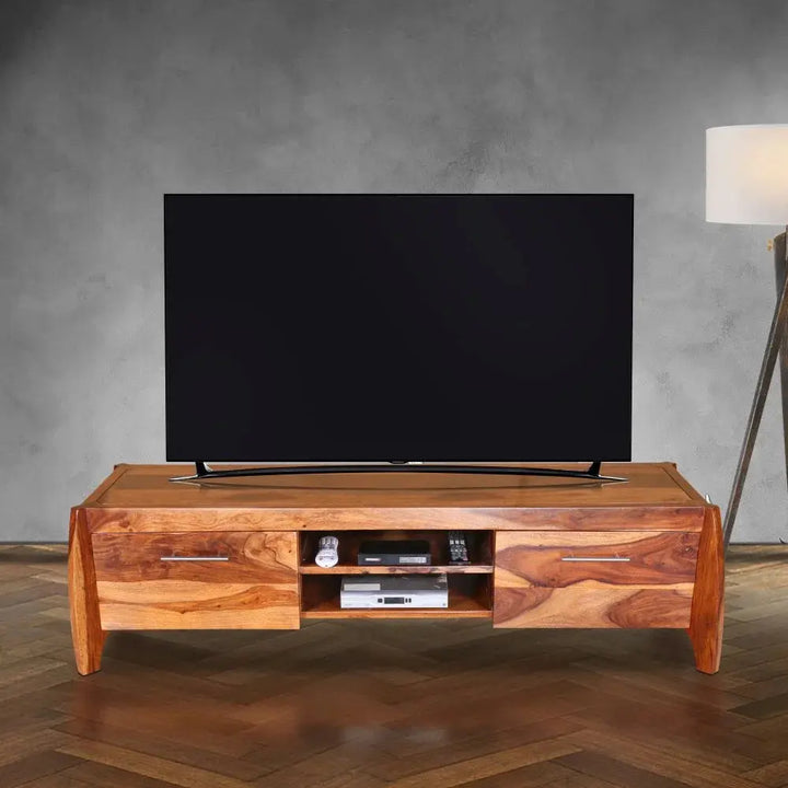 EVOO TV UNIT SOLID WOOD HONEY FINISH My Store