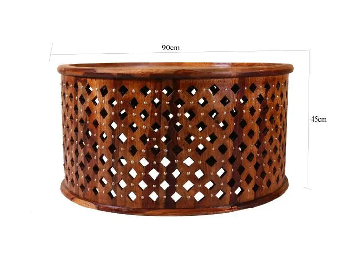 DOTTEY ROUND CENTER TABLE SOLID WOOD HONEY FINISH My Store