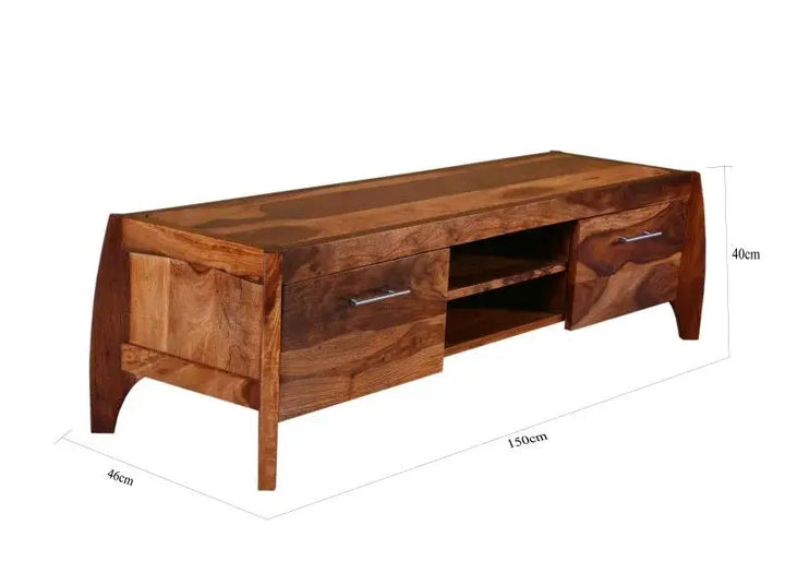 EVOO TV UNIT SOLID WOOD HONEY FINISH My Store