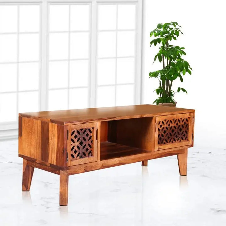 DURY TV UNIT SOLID WOOD HONEY FINISH My Store