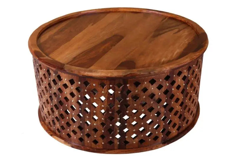 DOTTEY ROUND CENTER TABLE SOLID WOOD HONEY FINISH My Store