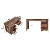SUMO SOLID WOOD STUDY TABLE WITH STORAGE CABINET IN WALNUT FINISH My Store