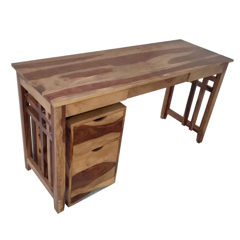 SUMO SOLID WOOD STUDY TABLE WITH STORAGE CABINET IN WALNUT FINISH My Store