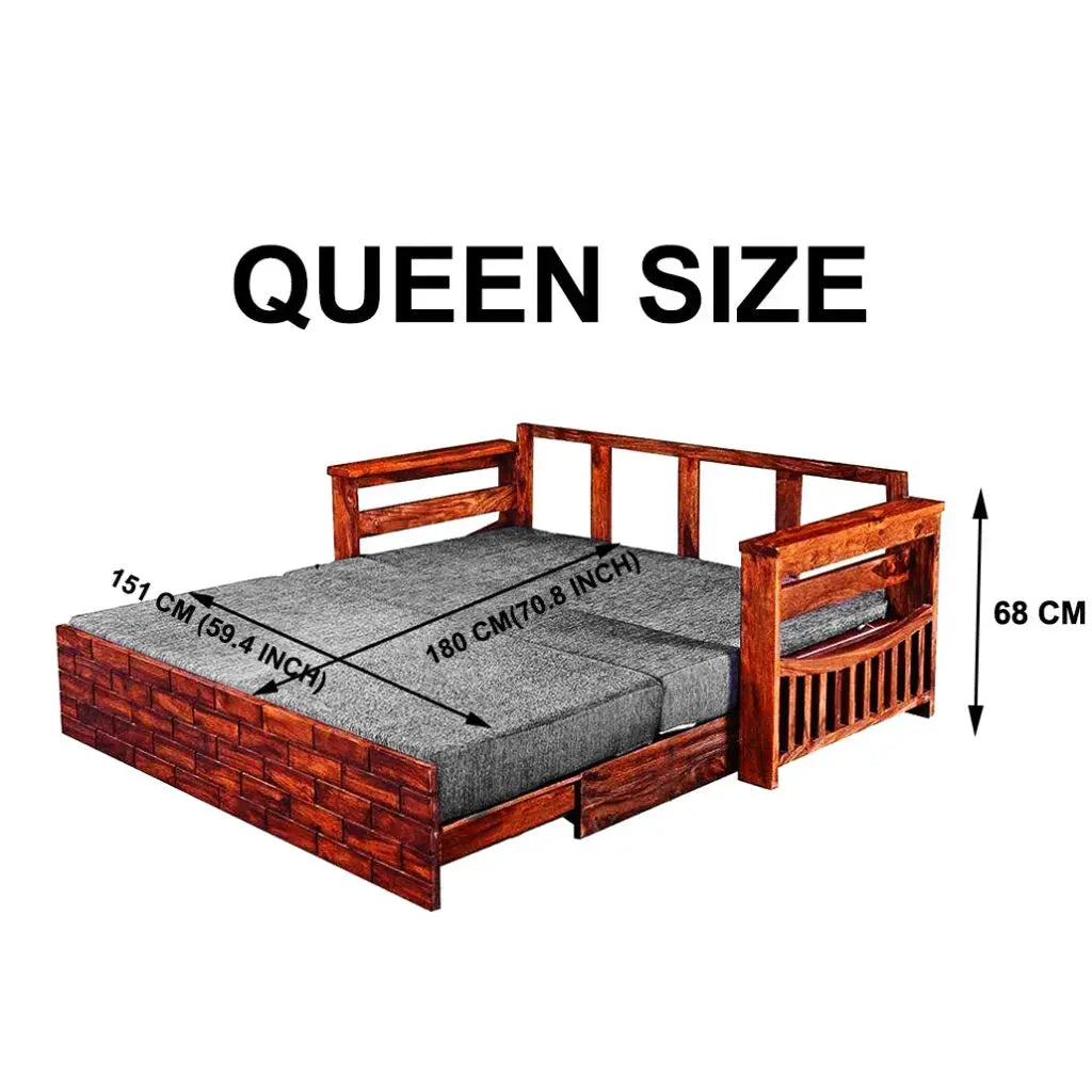 BRICK SOLID WOOD SOFA CUM BED WITH STORAGE My Store