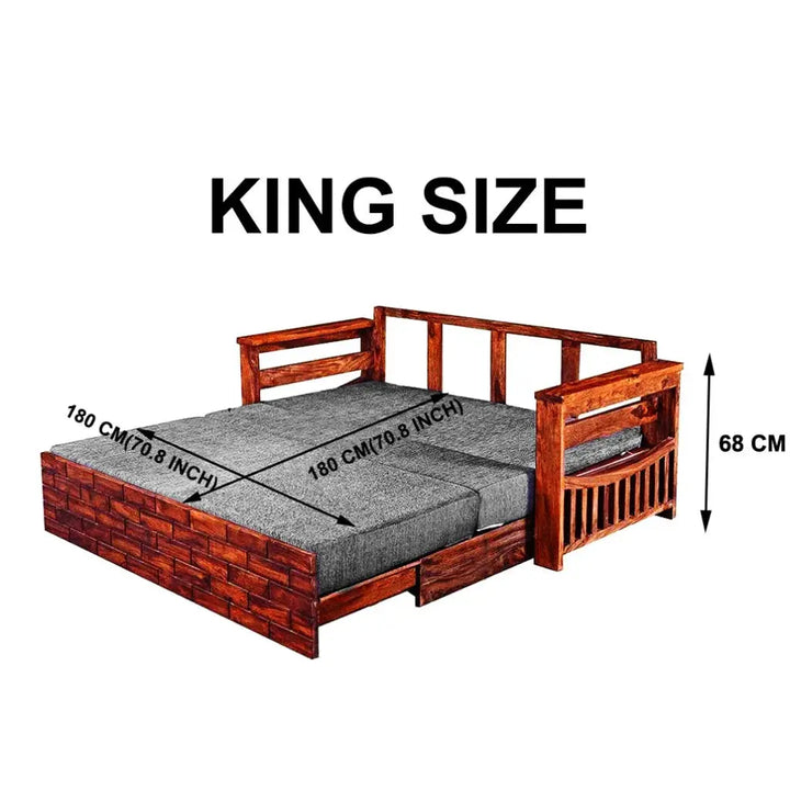 BRICK SOLID WOOD SOFA CUM BED WITH STORAGE My Store