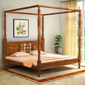 HRAY SOLID WOOD POSTER BED IN HONEY FINISH My Store