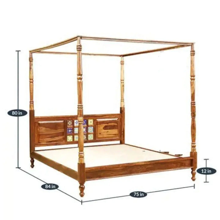 HRAY SOLID WOOD POSTER BED IN HONEY FINISH My Store