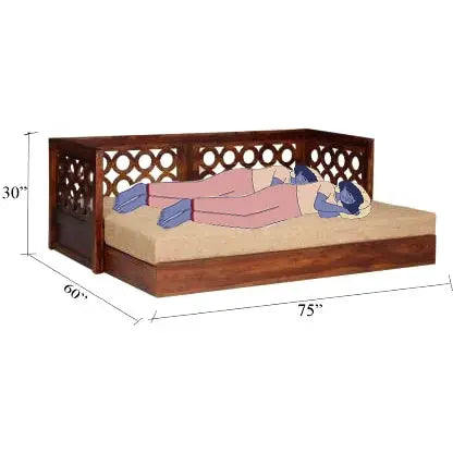 ROCK SOLID WOOD SOFA CUM BED WITH STORAGE My Store