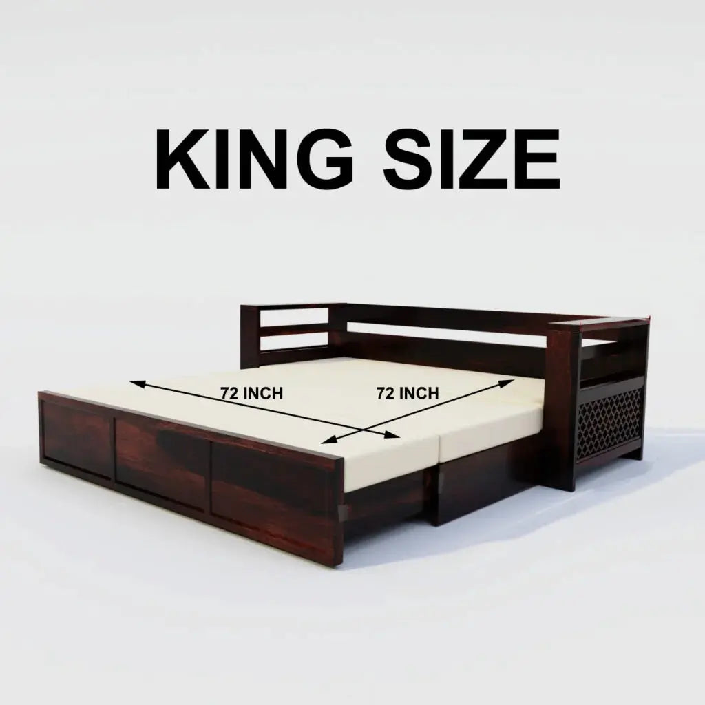 SAULI SOLID WOOD SOFA CUM BED WITH STORAGE My Store