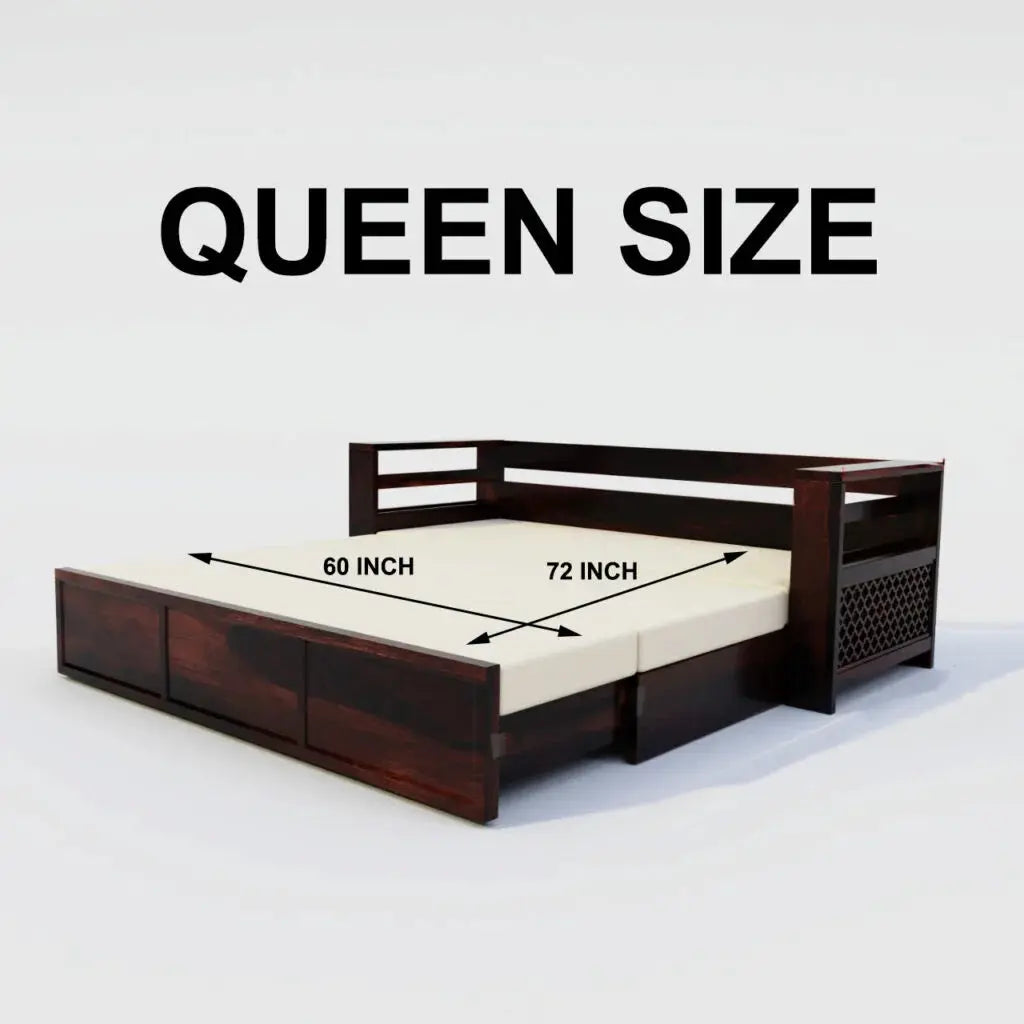SAULI SOLID WOOD SOFA CUM BED WITH STORAGE My Store