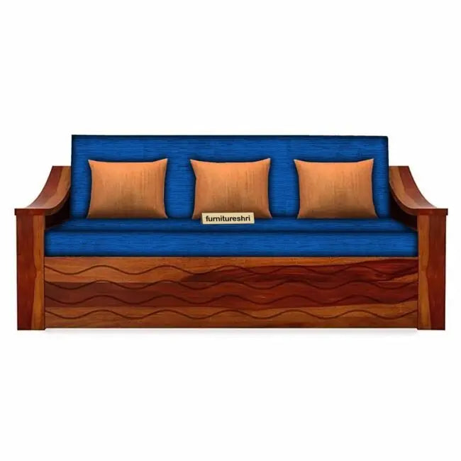 WAVE SOLID WOOD SOFA CUM BED WITH STORAGE My Store