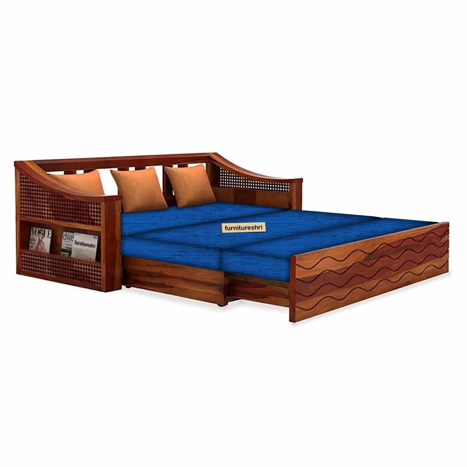 WAVE SOLID WOOD SOFA CUM BED WITH STORAGE My Store