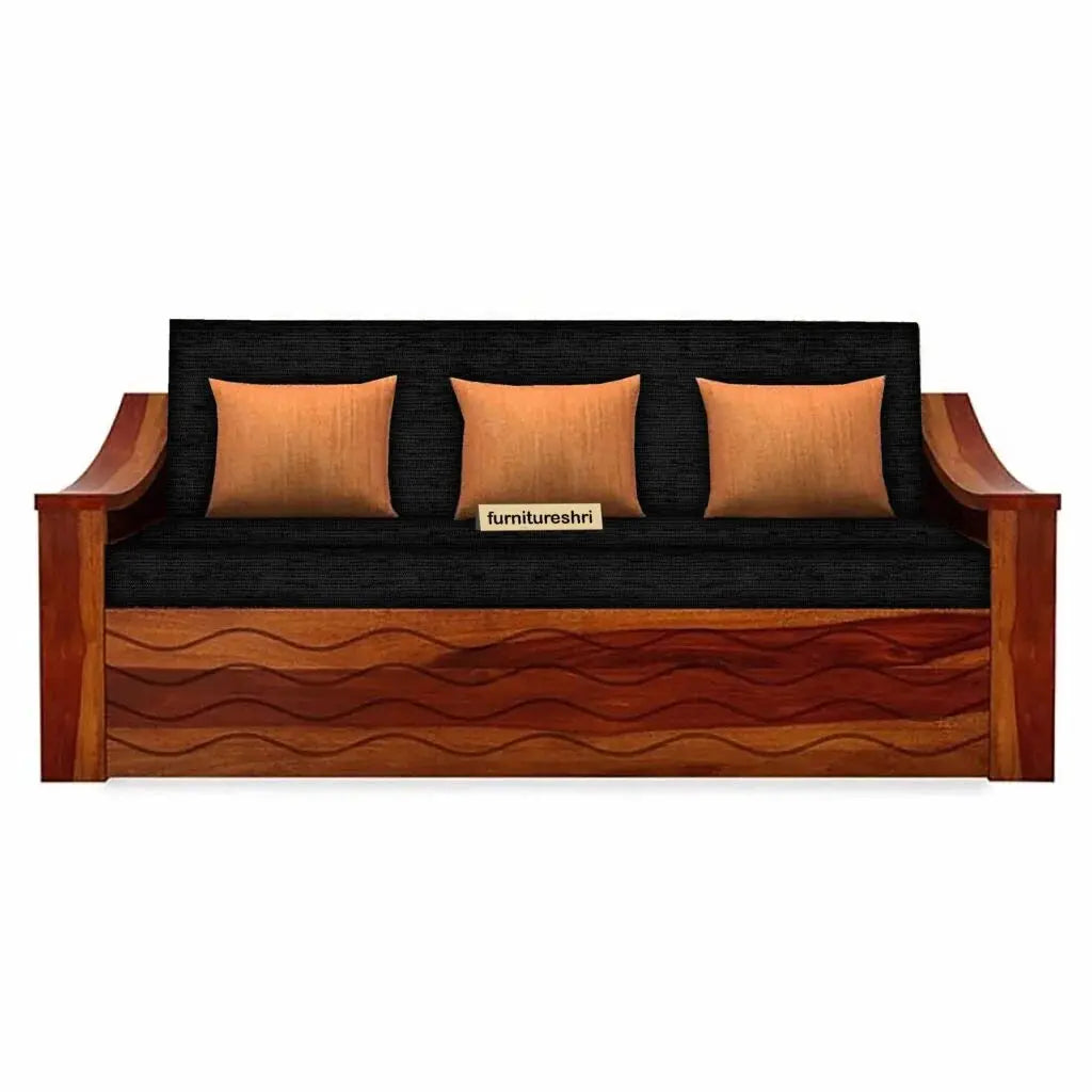 WAVE SOLID WOOD SOFA CUM BED WITH STORAGE My Store