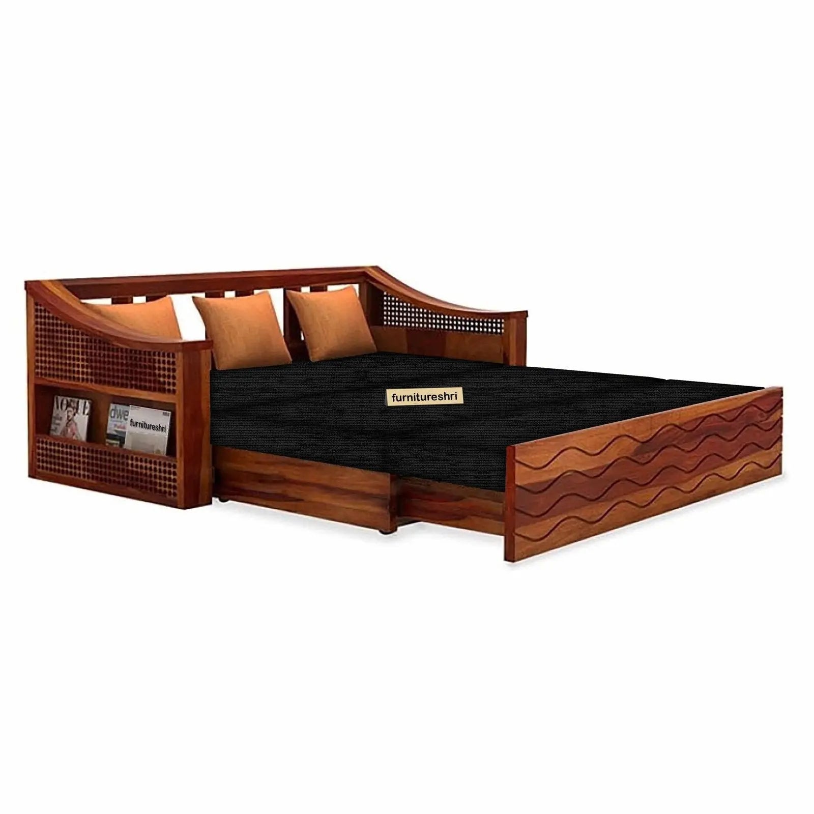 WAVE SOLID WOOD SOFA CUM BED WITH STORAGE My Store