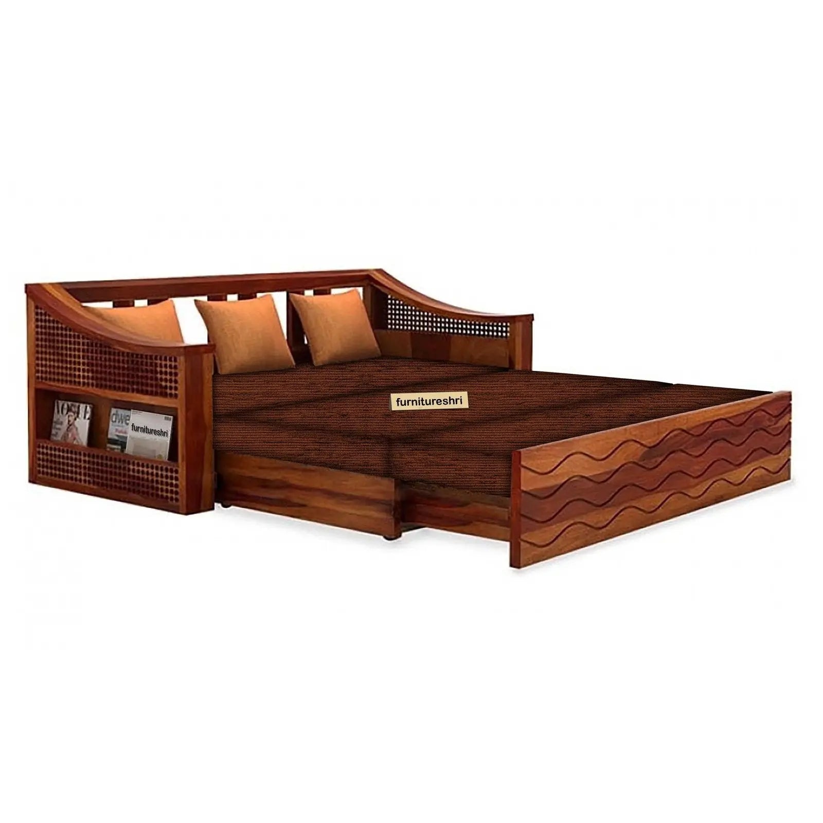 WAVE SOLID WOOD SOFA CUM BED WITH STORAGE My Store