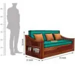 WAVE SOLID WOOD SOFA CUM BED WITH STORAGE My Store