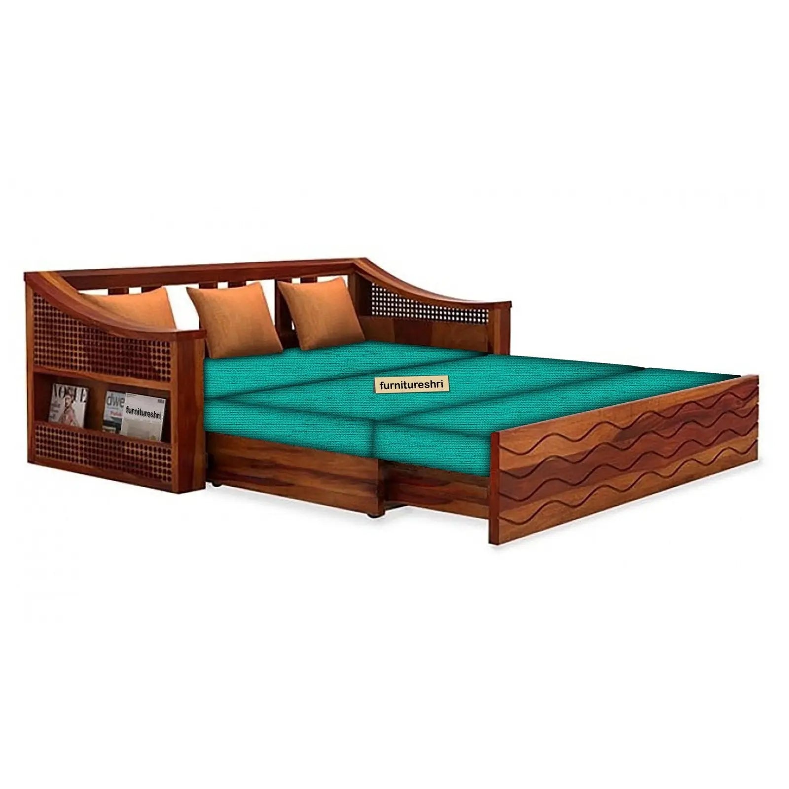 WAVE SOLID WOOD SOFA CUM BED WITH STORAGE My Store