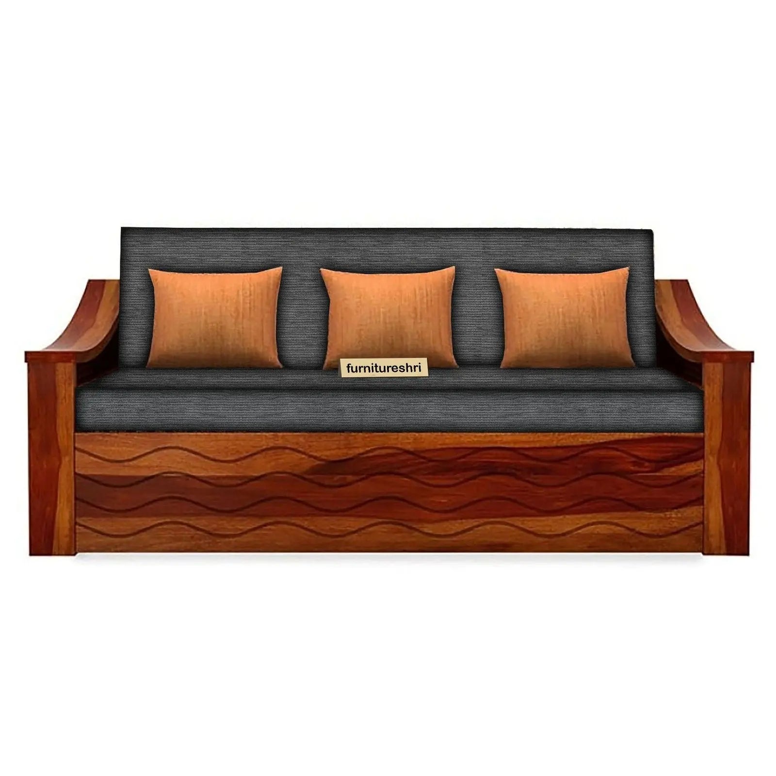 WAVE SOLID WOOD SOFA CUM BED WITH STORAGE My Store