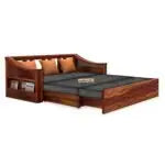 WAVE SOLID WOOD SOFA CUM BED WITH STORAGE My Store