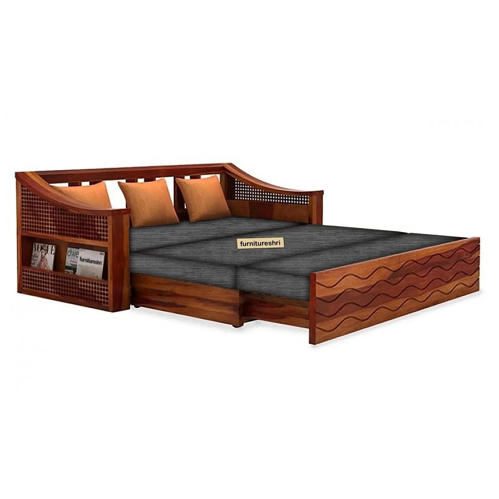 WAVE SOLID WOOD SOFA CUM BED WITH STORAGE My Store