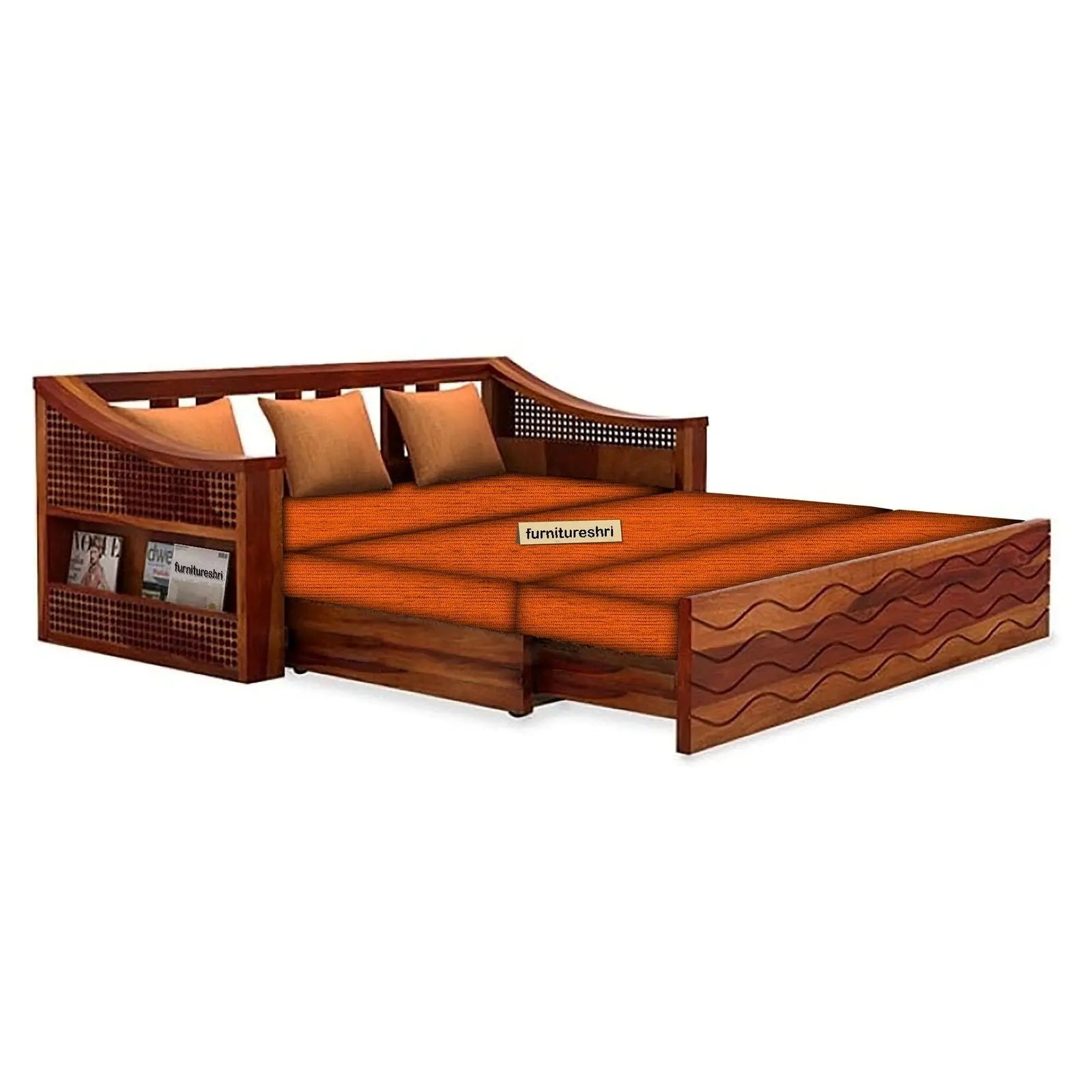 WAVE SOLID WOOD SOFA CUM BED WITH STORAGE My Store