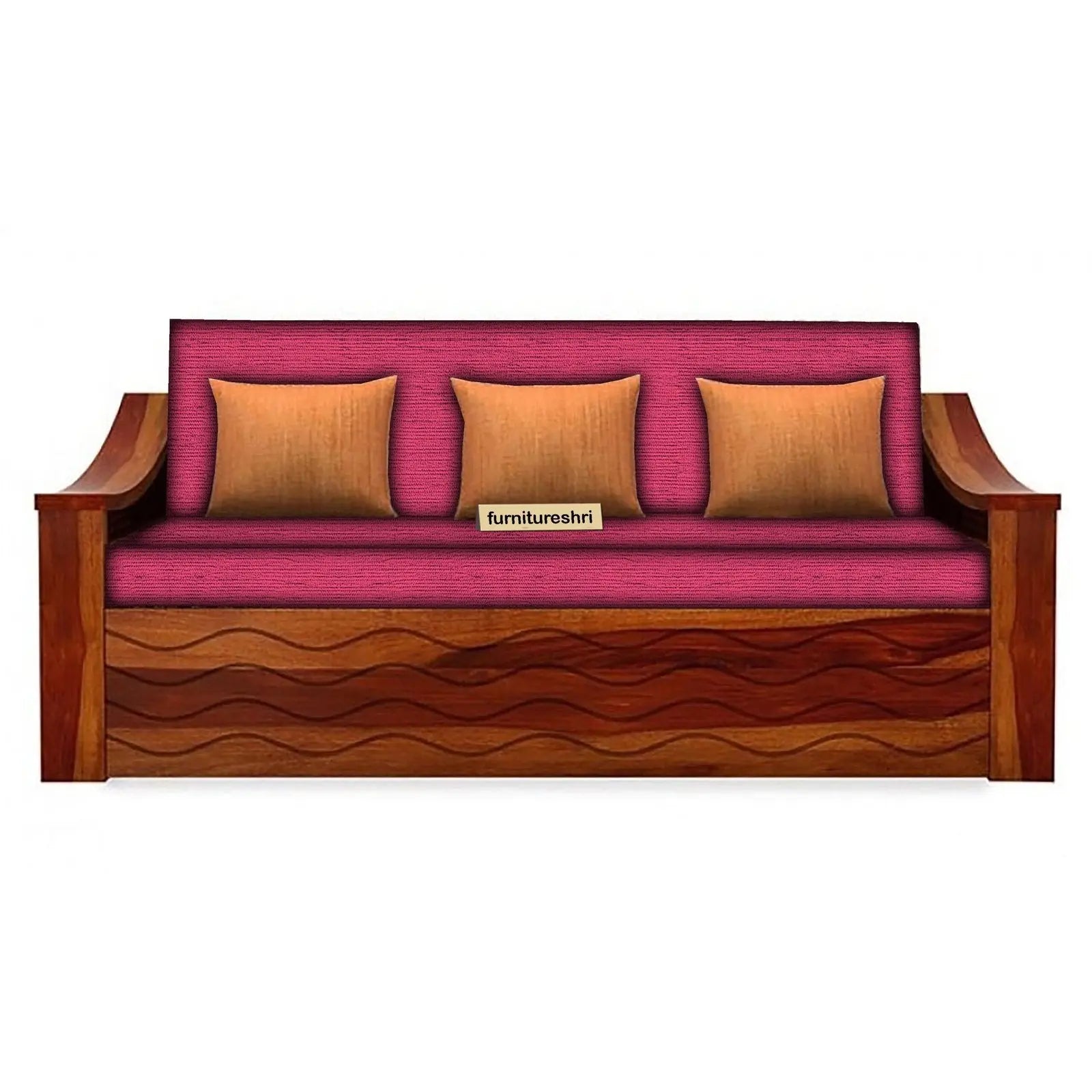 WAVE SOLID WOOD SOFA CUM BED WITH STORAGE My Store