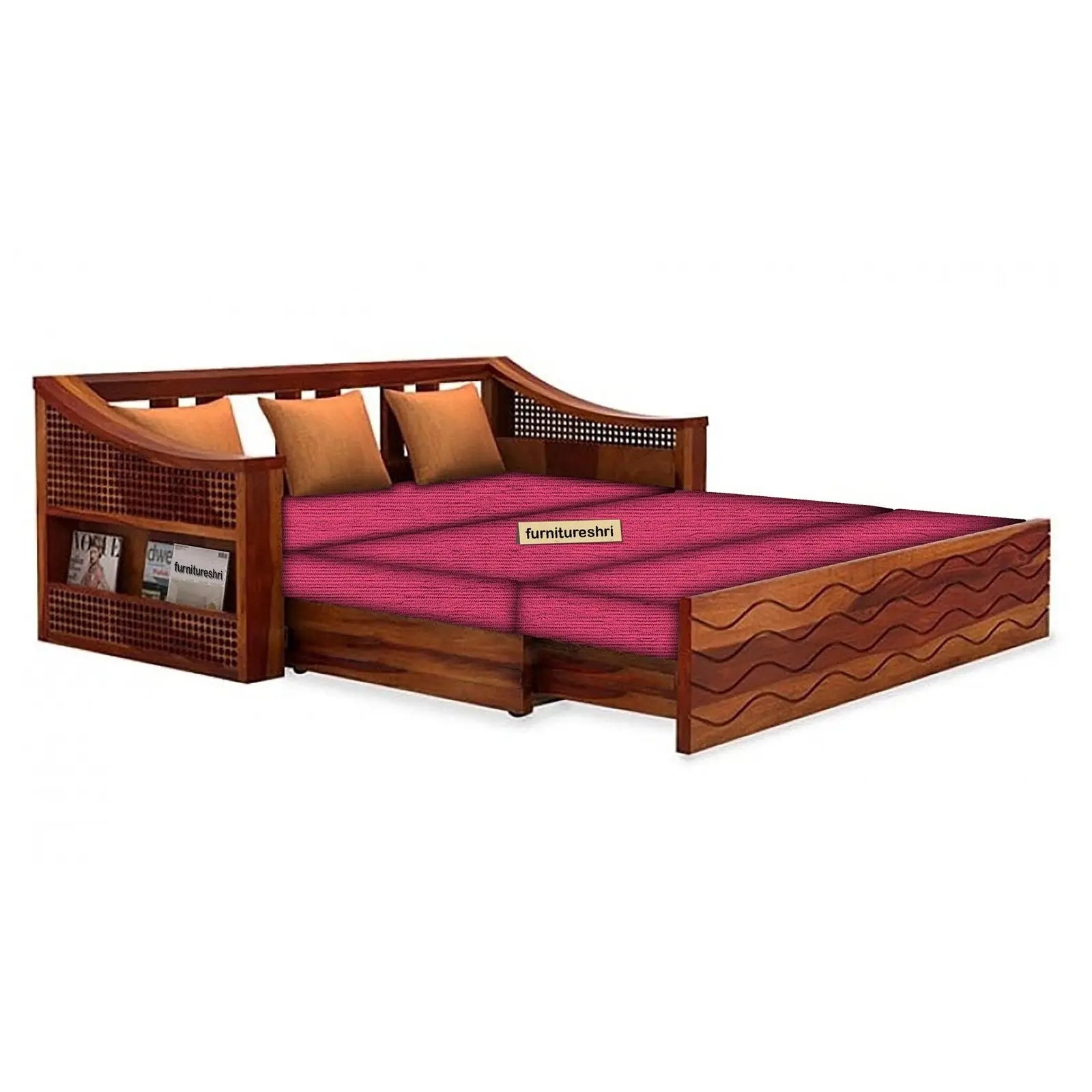 WAVE SOLID WOOD SOFA CUM BED WITH STORAGE My Store