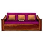 WAVE SOLID WOOD SOFA CUM BED WITH STORAGE My Store