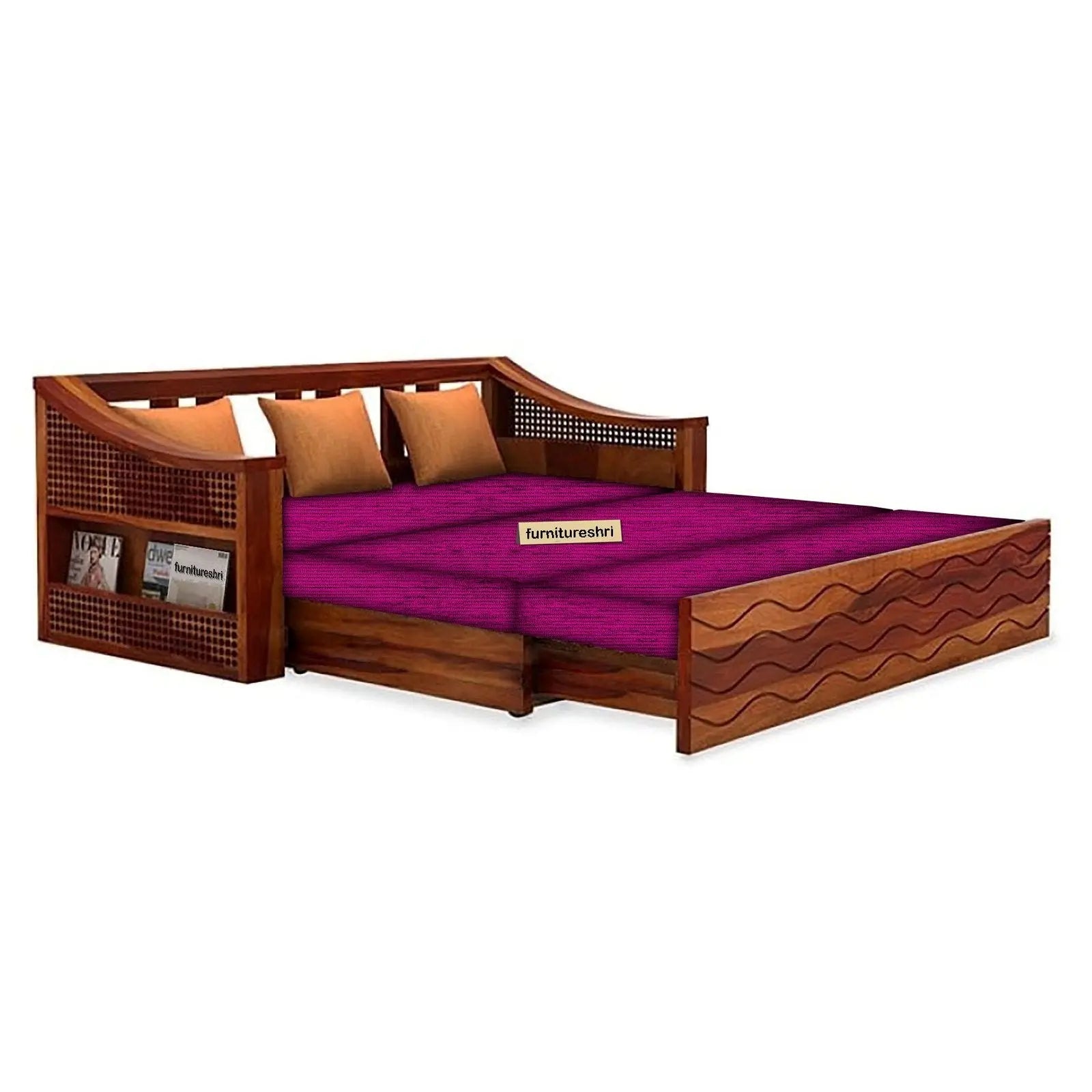 WAVE SOLID WOOD SOFA CUM BED WITH STORAGE My Store