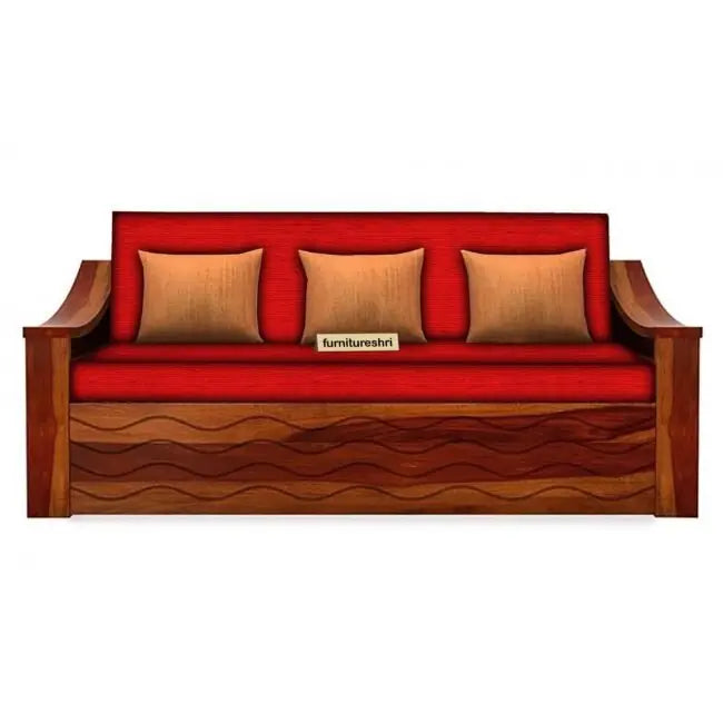 WAVE SOLID WOOD SOFA CUM BED WITH STORAGE My Store