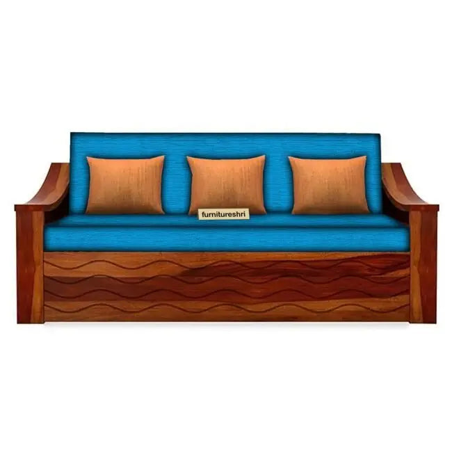 WAVE SOLID WOOD SOFA CUM BED WITH STORAGE My Store