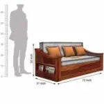 WAVE SOLID WOOD SOFA CUM BED WITH STORAGE My Store
