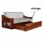 WAVE SOLID WOOD SOFA CUM BED WITH STORAGE My Store