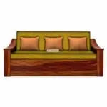 WAVE SOLID WOOD SOFA CUM BED WITH STORAGE My Store