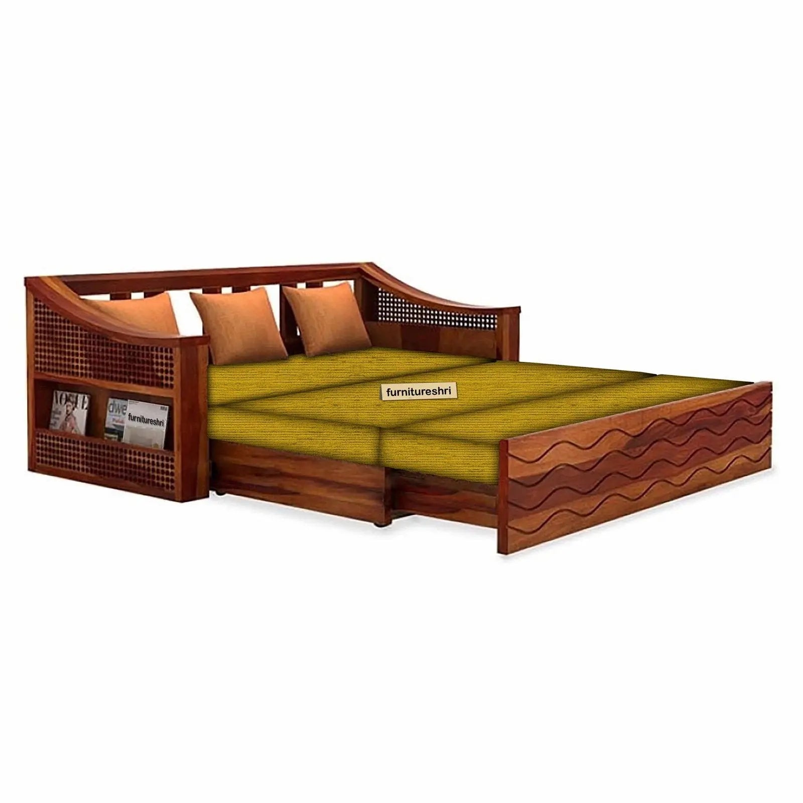 WAVE SOLID WOOD SOFA CUM BED WITH STORAGE My Store