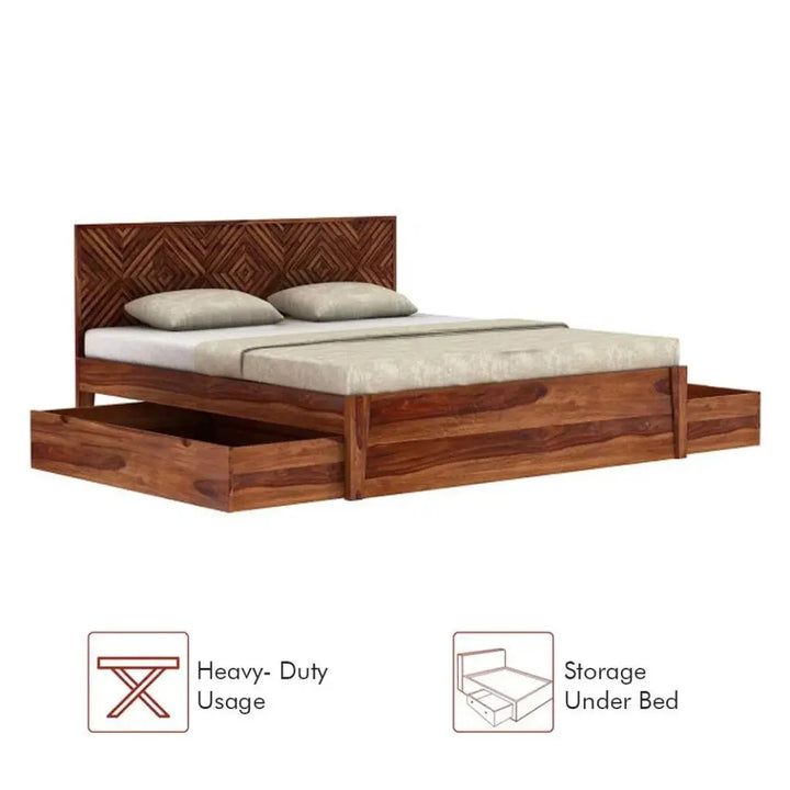 GAMA SOLID WOOD STORAGE BED IN WALNUT FINISH My Store