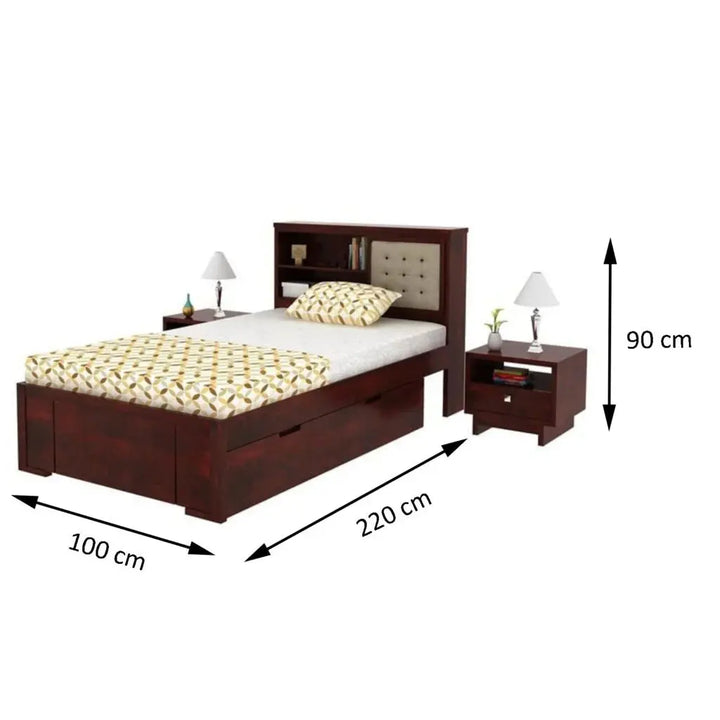 Luni Single Bed With Storage box headboard My Store