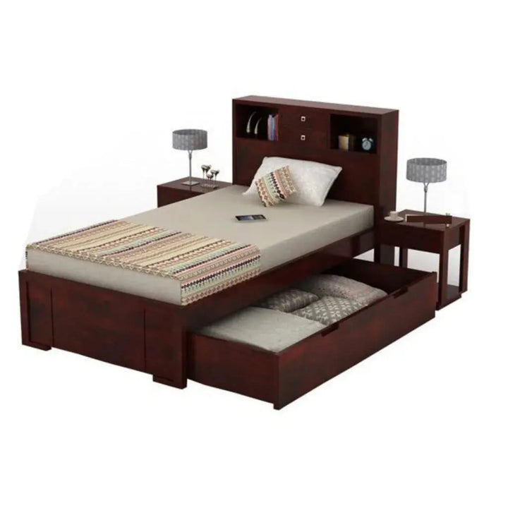 Lumi Single Bed With Storage box headboard headboard with storage My Store