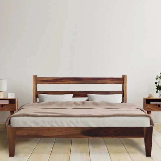 Ally solid wood king size walnut finish bed My Store