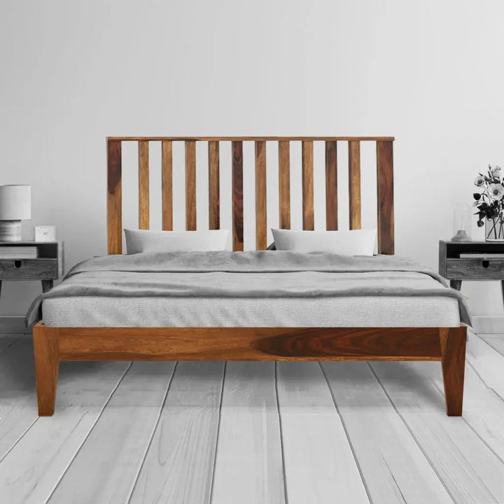 Vista solid wood queen size bed walnut finish My Store