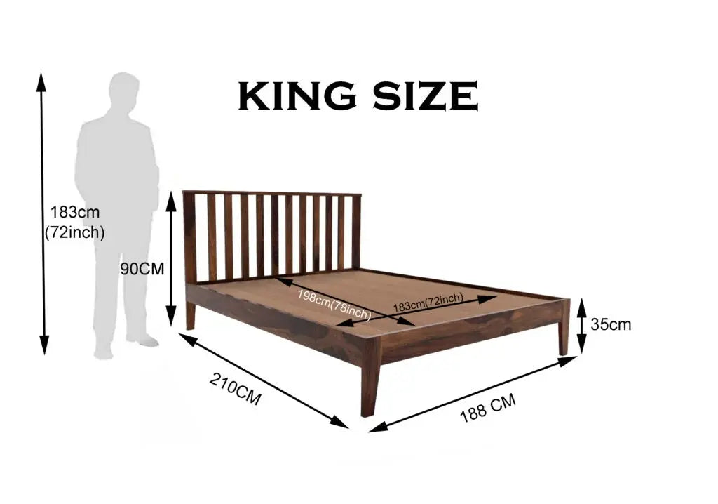 Vista solid wood King size walnut finish bed My Store