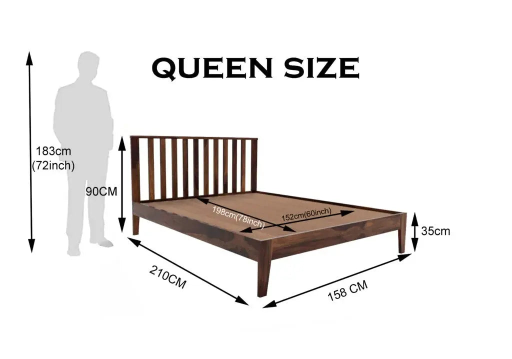 Vista solid wood queen size bed walnut finish My Store