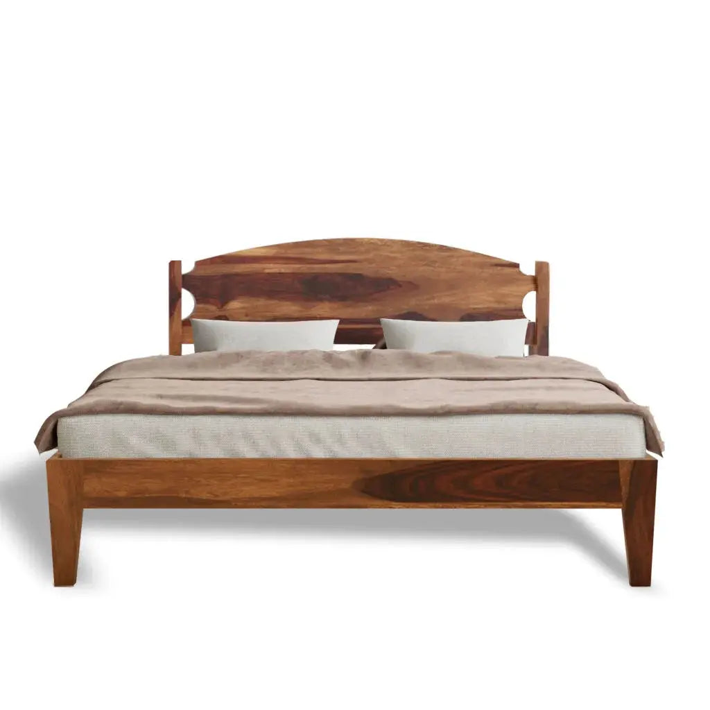 optima solid wood queen size bed walnut finish My Store