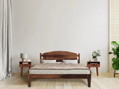optima solid wood queen size bed walnut finish My Store