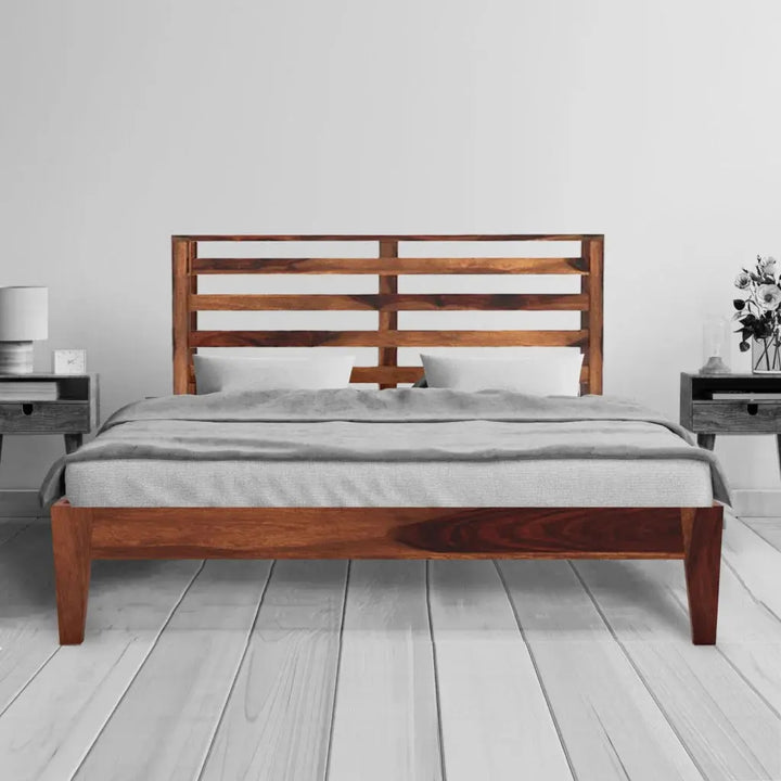 Kas solid wood queen size bed walnut finish My Store